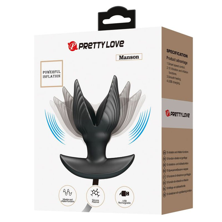 Pretty Love Inflatable &amp; Rechargeable Anal Plug — Black