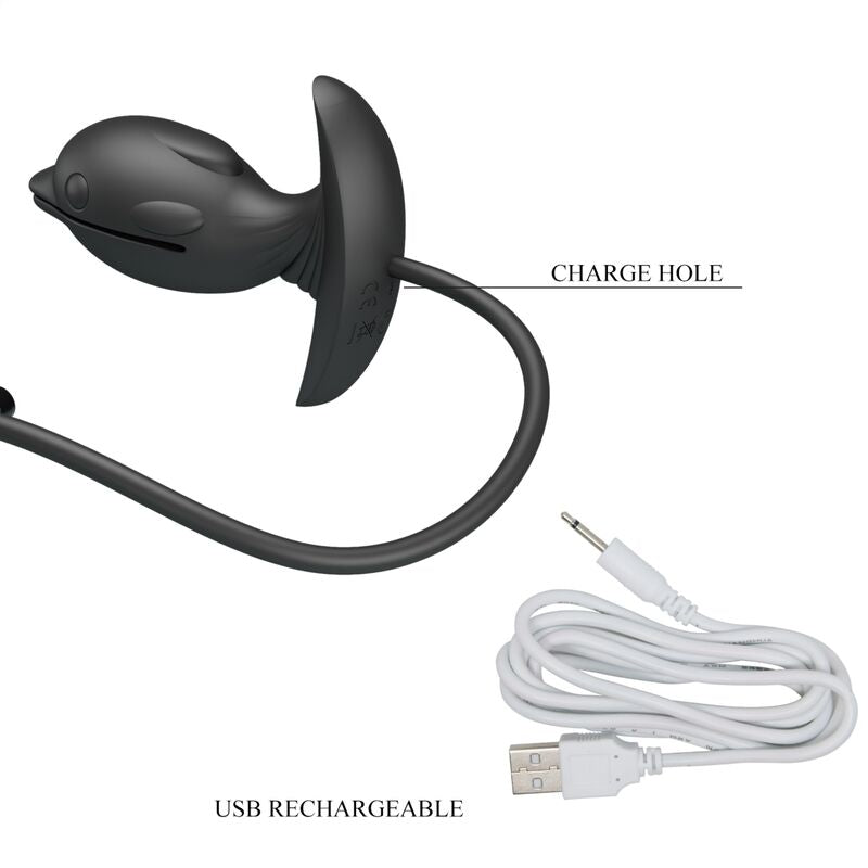 Pretty Love Inflatable &amp; Rechargeable Delfin Anal Plug — Black