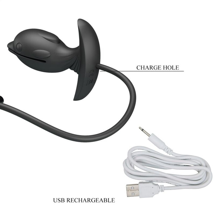 Pretty Love Inflatable &amp; Rechargeable Delfin Anal Plug — Black