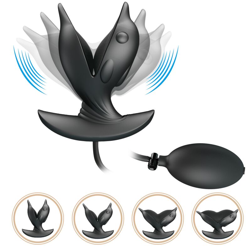 Pretty Love Inflatable &amp; Rechargeable Delfin Anal Plug — Black