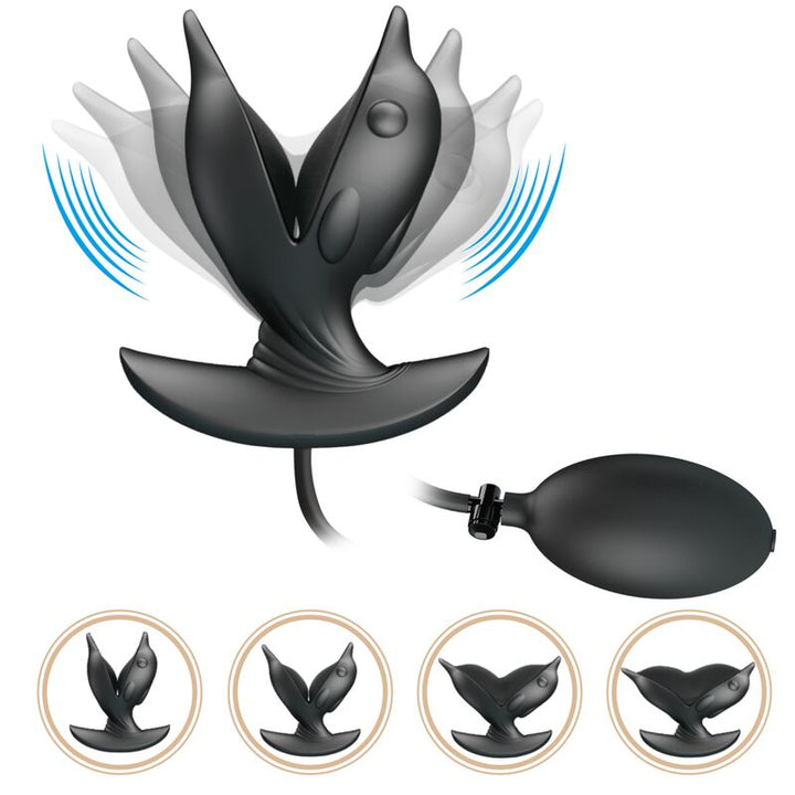 Pretty Love Inflatable &amp; Rechargeable Delfin Anal Plug — Black