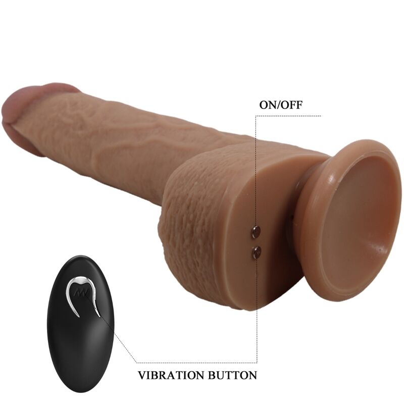 Pretty Love Tommy Realistic Dildo Vibrator — Light Brown/Silicone