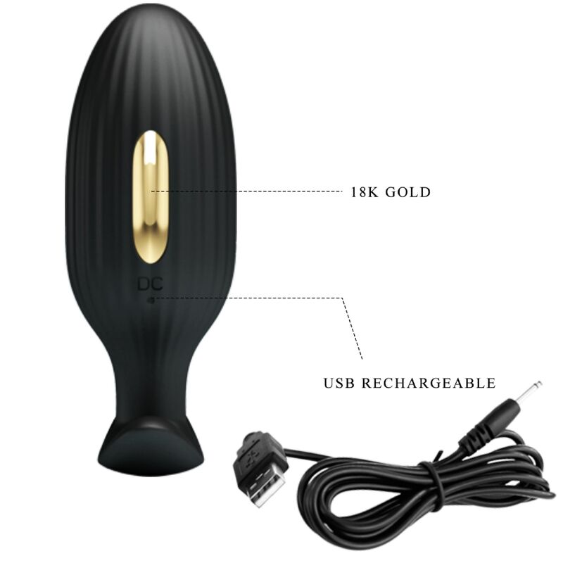 Pretty Love Jefferson App Controlled Anal Plug Black — Black