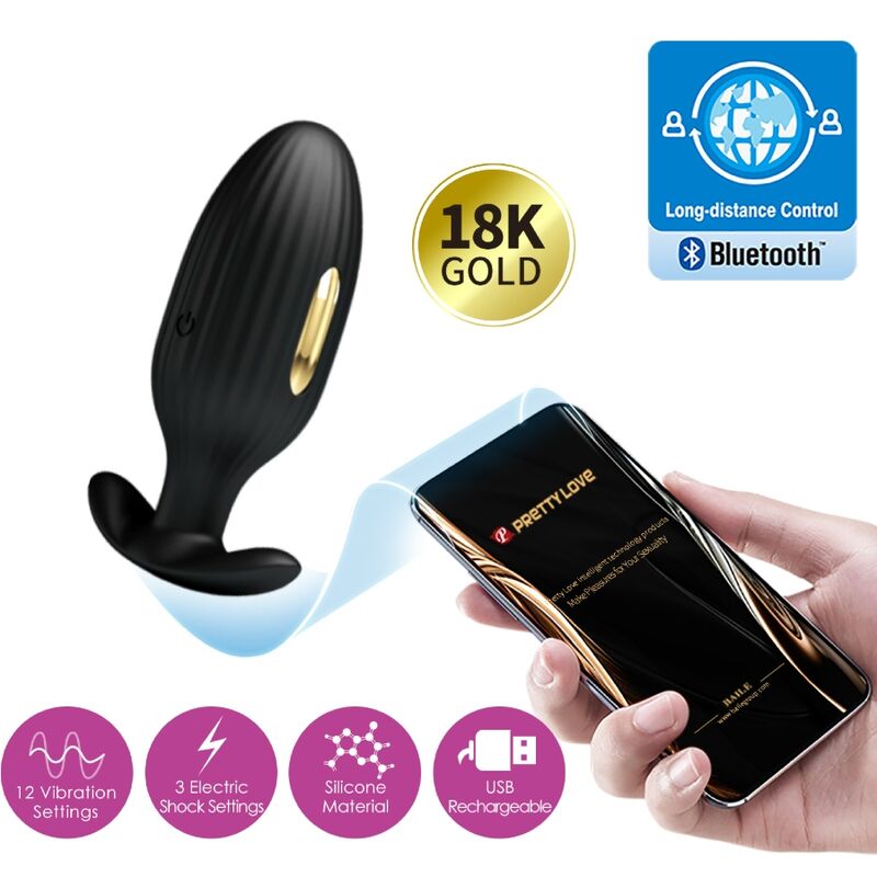 Pretty Love Jefferson App Controlled Anal Plug Black — Black