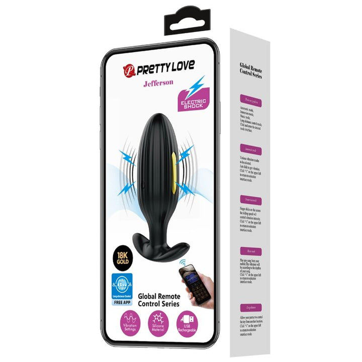 Pretty Love Jefferson App Controlled Anal Plug Black — Black