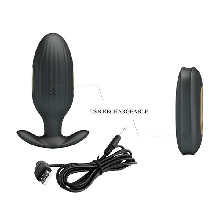 Pretty Love Kelly Plug Anal Rechargeable Vibrator Black — Black