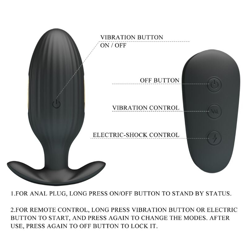 Pretty Love Kelly Plug Anal Rechargeable Vibrator Black — Black