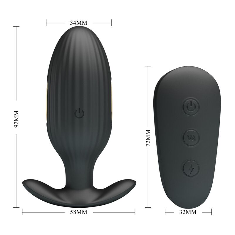 Pretty Love Kelly Plug Anal Rechargeable Vibrator Black — Black