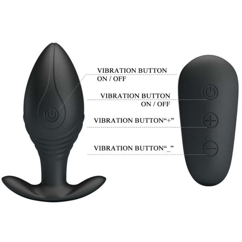 Pretty Love Regina Anal Plug Rechargeable Vibrator Black — Black
