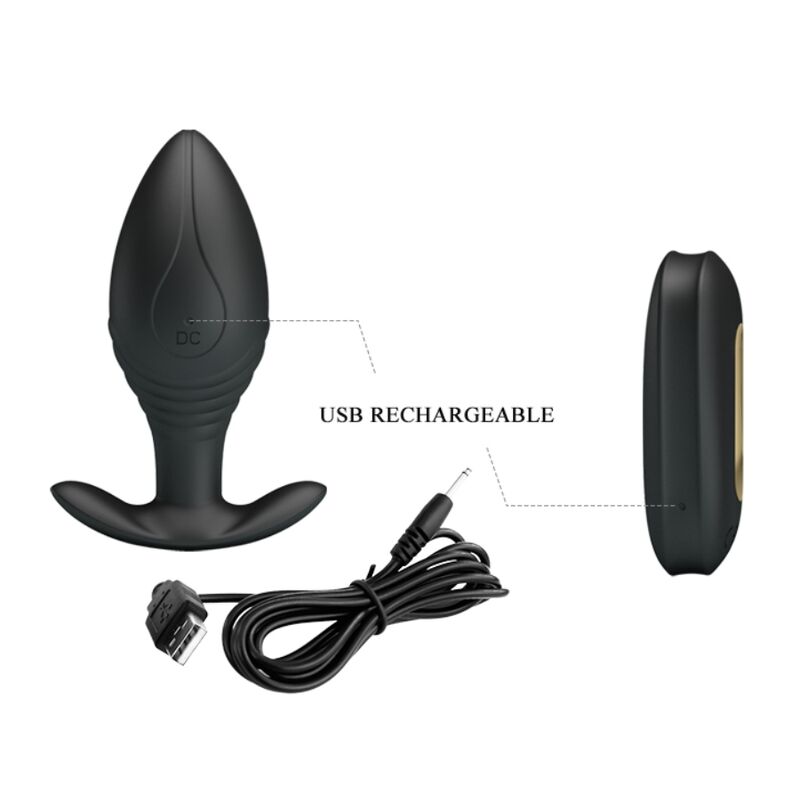Pretty Love Regina Anal Plug Rechargeable Vibrator Black — Black