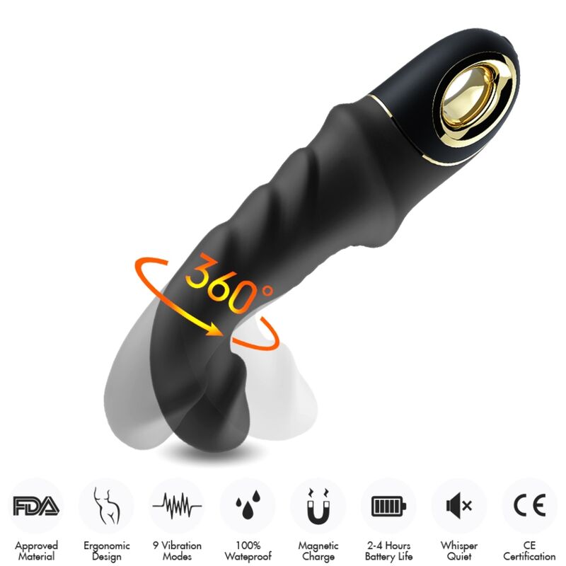 Armony Joyblade Dildo Vibrator Rotator Black — Black Silicone