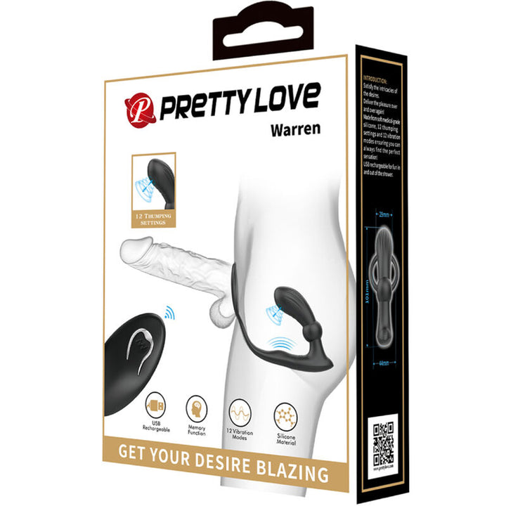 Pretty Love Warren - Black Anal Ring &amp; Vibrator