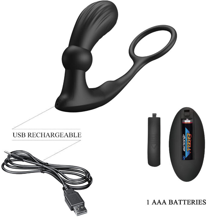 Pretty Love Warren - Black Anal Ring &amp; Vibrator