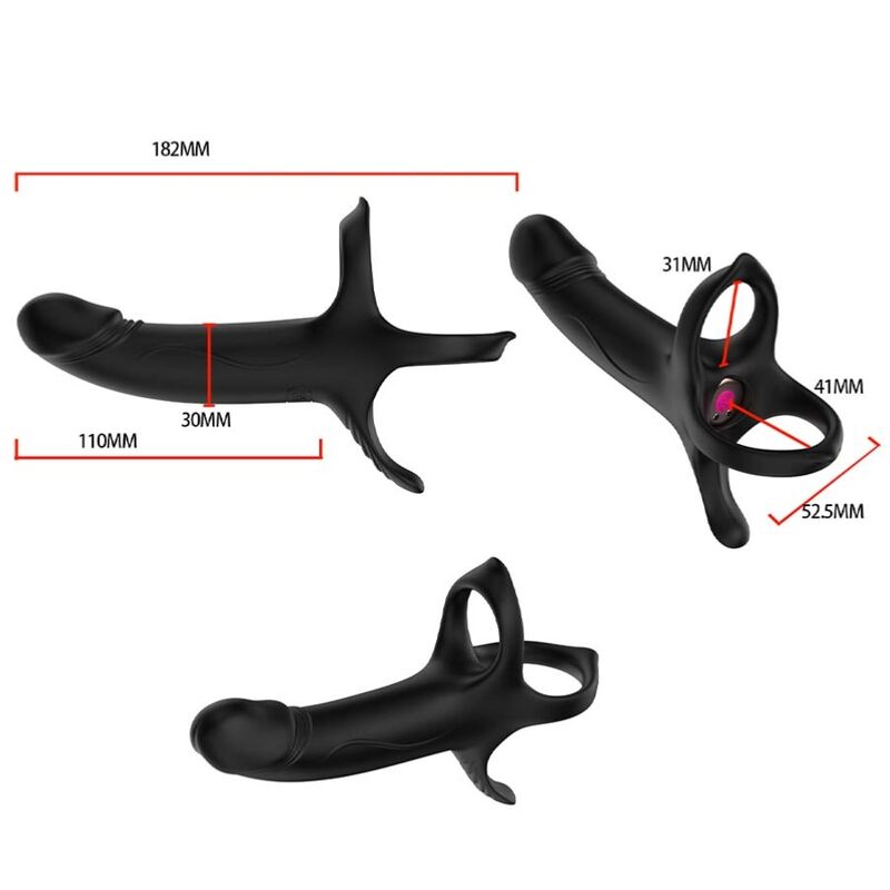 Armony Dildo With - Ring &amp; Vibrator Remote Control Black