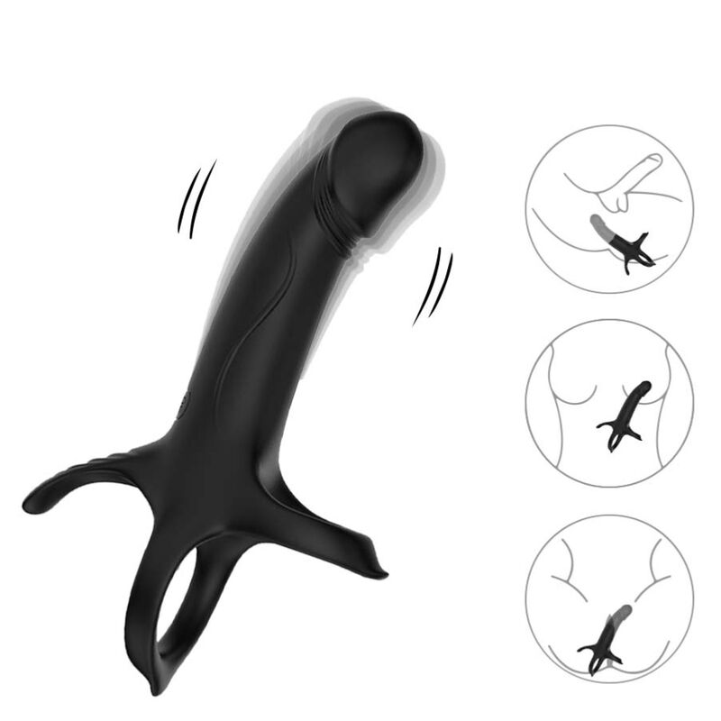 Armony Dildo With - Ring &amp; Vibrator Remote Control Black