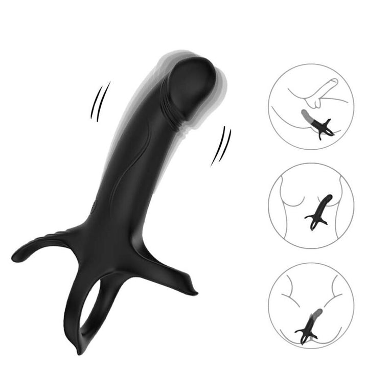 Armony Dildo With - Ring &amp; Vibrator Remote Control Black