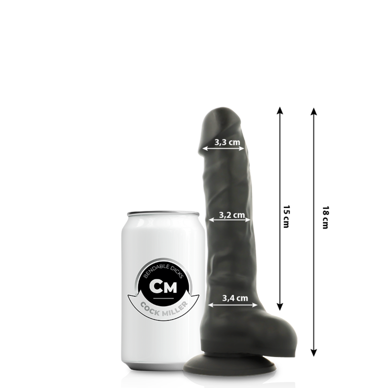 Cock Miller Dildo Realistic Silicone Density Articulable — Black · Silicone