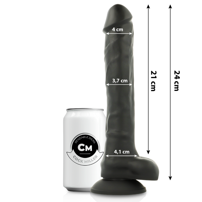 Cock Miller Silicone Density Cocksil Articulable Black 24 CM — Black · Silicone
