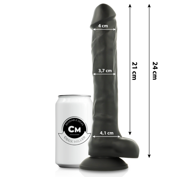 Cock Miller Silicone Density Cocksil Articulable Black 24 CM — Black · Silicone