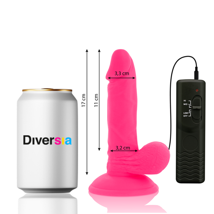 Diversia Flexible Vibrating Dildo Pink 17 CM -O- 3.3 CM — Pink/TPE