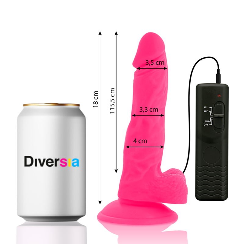 Diversia Flexible Vibrating Dildo Pink 18 CM -O- 4 CM — Pink/TPE