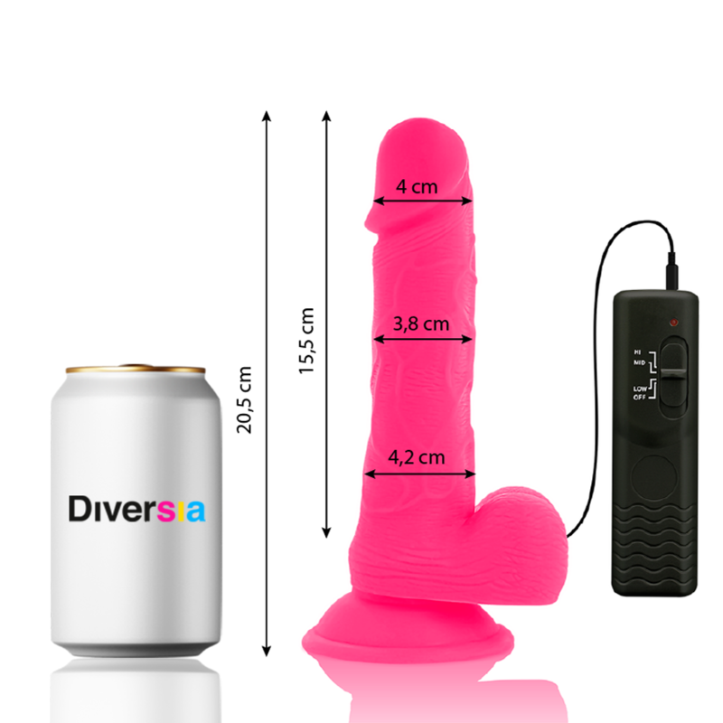 Diversia Flexible Vibrating Dildo Pink 20.5 CM -O- 4.2 CM — Pink/TPE