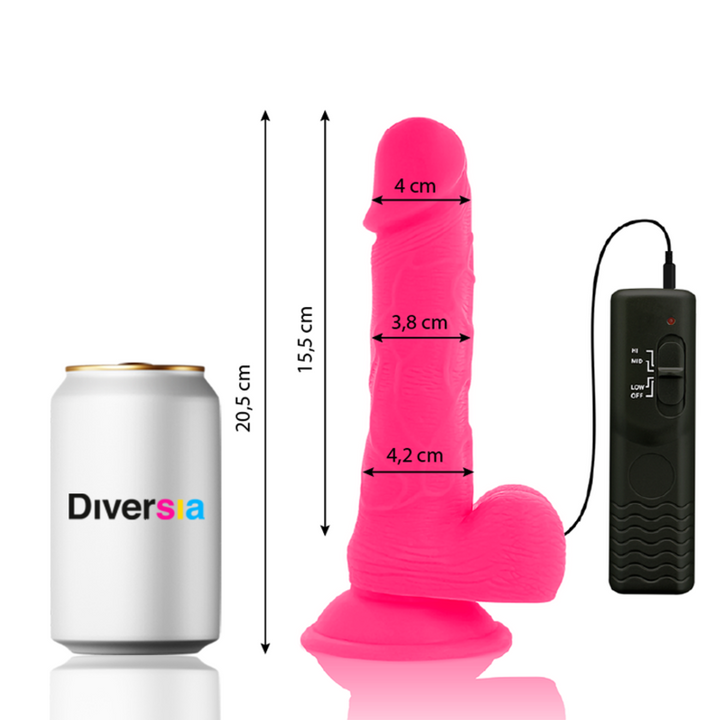 Diversia Flexible Vibrating Dildo Pink 20.5 CM -O- 4.2 CM — Pink/TPE
