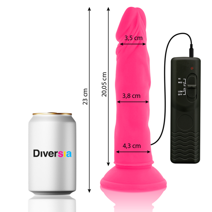 Diversia Flexible Vibrating Dildo Pink 23 CM -O- 4.3 CM — Pink/TPE