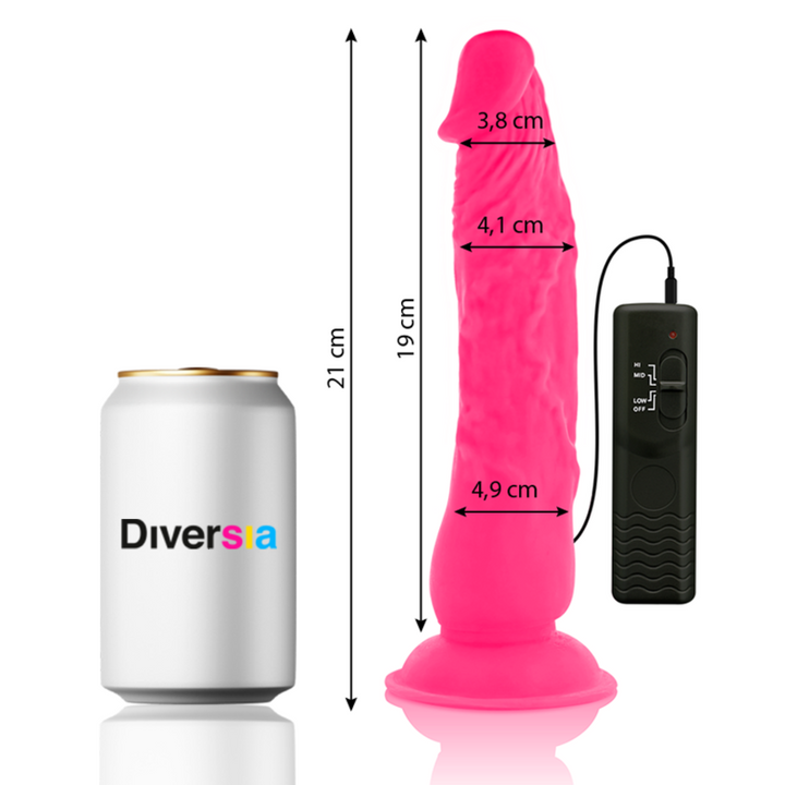 Diversia Flexible Vibrating Dildo Pink 21 CM -O- 4.9 CM — Pink/TPE