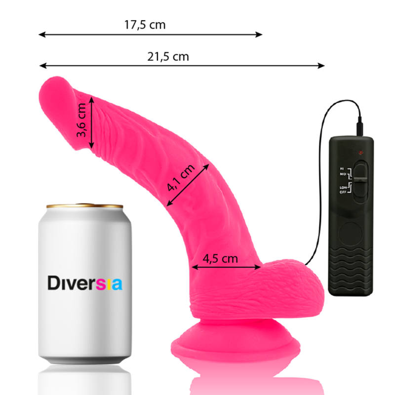 Diversia Flexible Vibrating Dildo Pink 21.5 CM -O- 4.5 CM — Pink/TPE