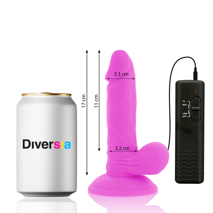 Diversia Flexible Vibrating Dildo Purple 17 CM -O- 3.3 CM — Purple/TPE