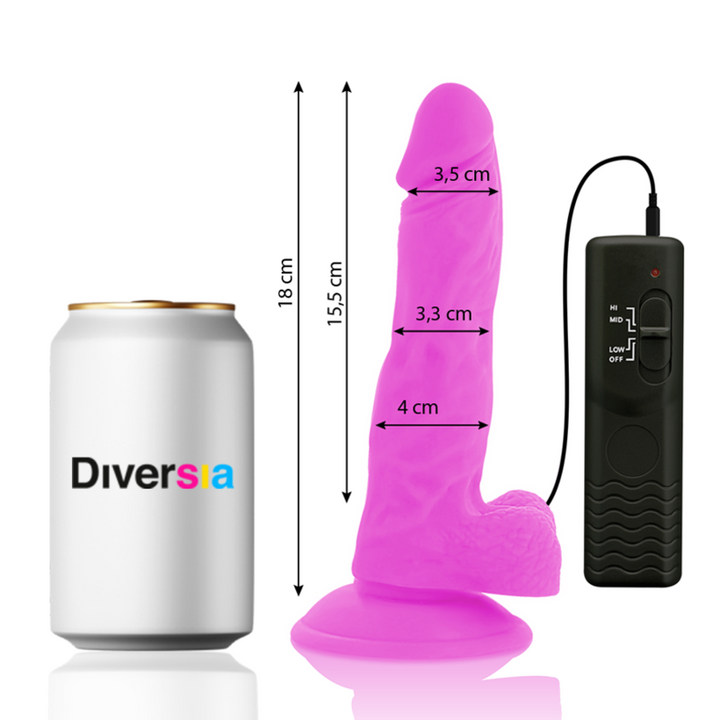 Diversia Flexible Vibrating Dildo Purple 18 CM -O- 4 CM — Purple/TPE