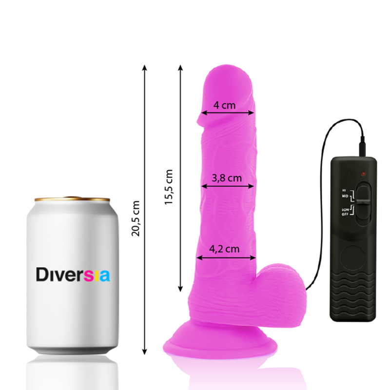 Diversia Flexible Vibrating Dildo Purple 20.5 CM -O- 4.2 CM — Purple/TPE