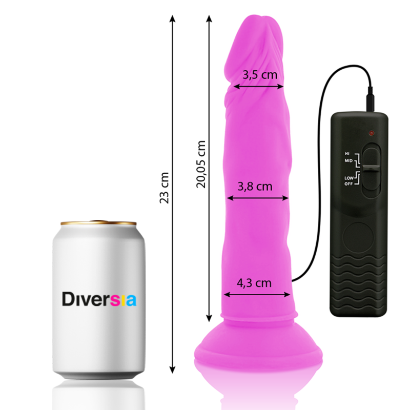 Diversia Flexible Vibrating Dildo Purple 23 CM -O- 4.3 CM — Purple/TPE
