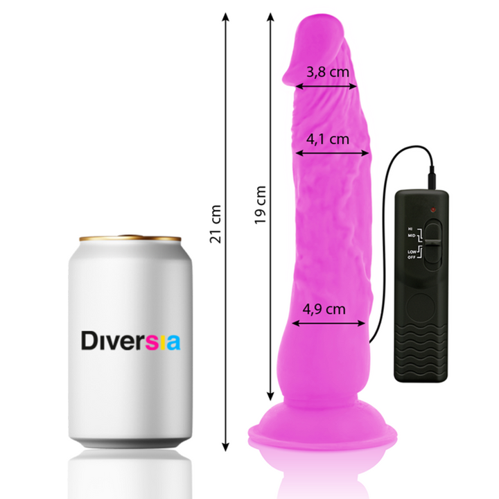 Diversia Flexible Vibrating Dildo Purple 21 CM -O- 4.9 CM — Purple/TPE