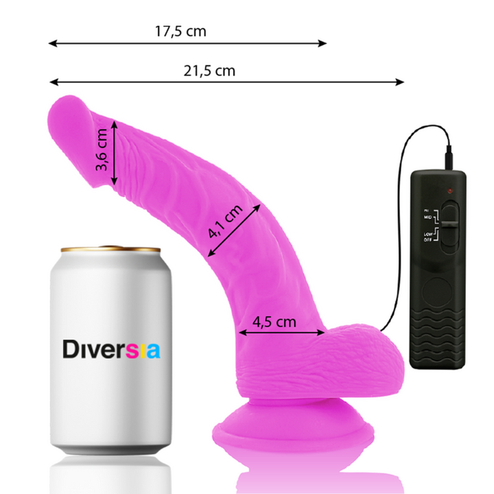 Diversia Flexible Vibrating Dildo Purple 21.5 CM -O- 4.5 CM — Purple/TPE