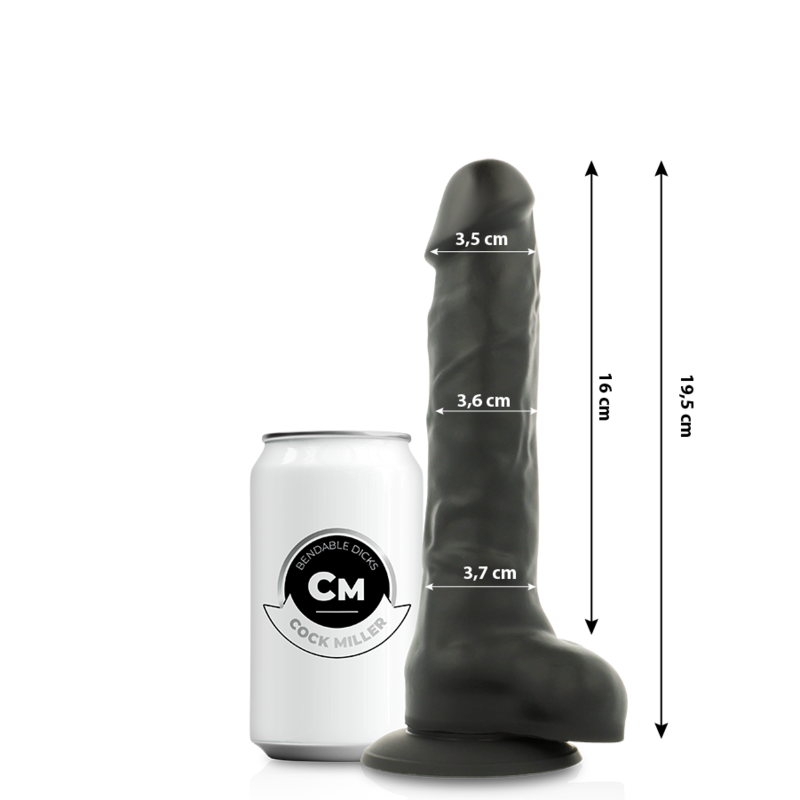 Cock Miller Dildo Realistic Silicone Density Articulable — Black · Silicone
