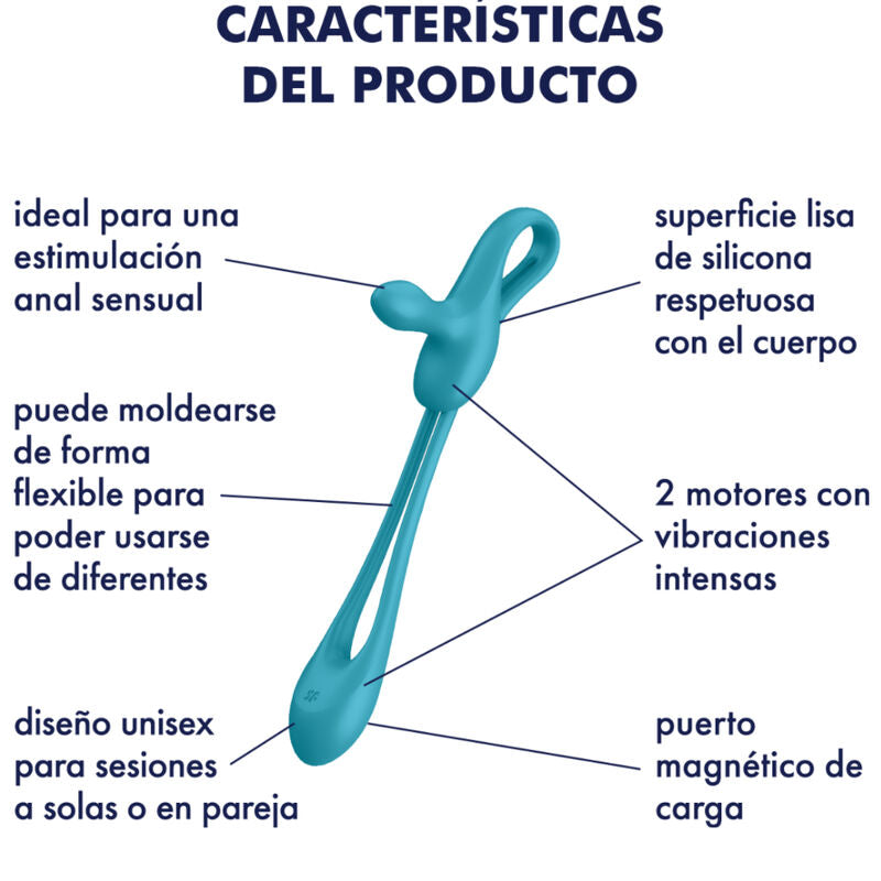 Satisfyer Plug - &amp; Play 1 Flexible Multivibrator — Blue silicone