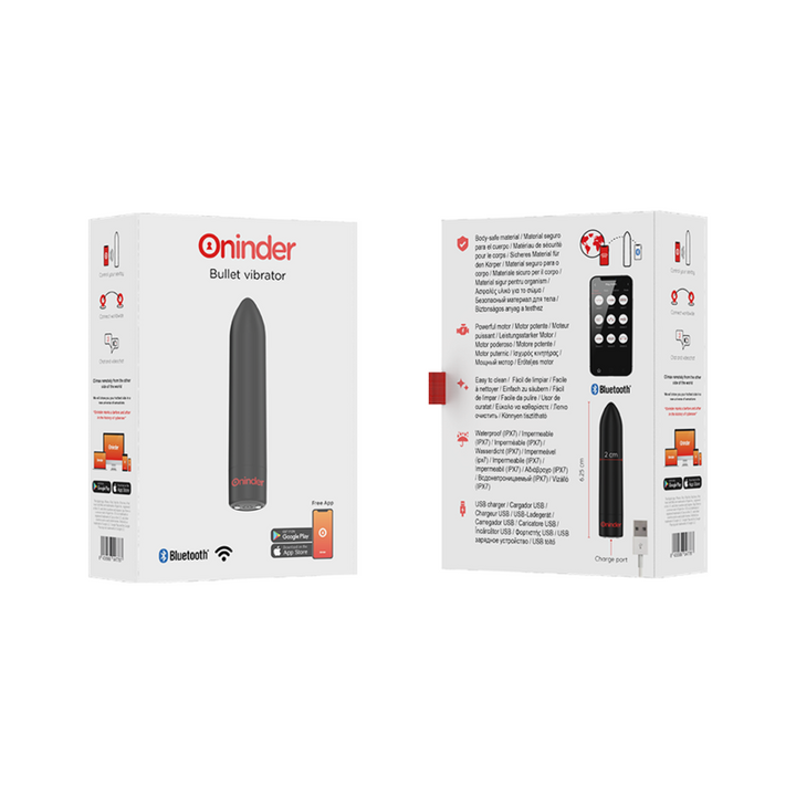 Oninder - Berlin Bullet Vibrator Black 9 Modes 8.5 X 2 CM Free