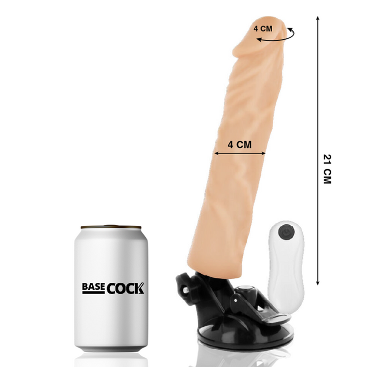 Basecock Realistic Vibrator Remote Control, Flesh 21 CM -O- 4 CM — Skin TPE