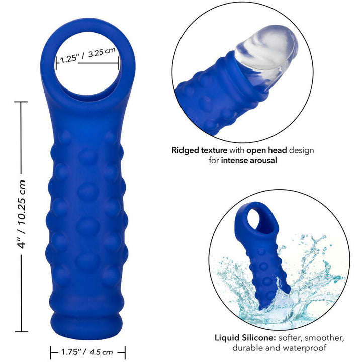 Calexotics - Admiral Beaded Penis Cover Liquid Silicone Blue