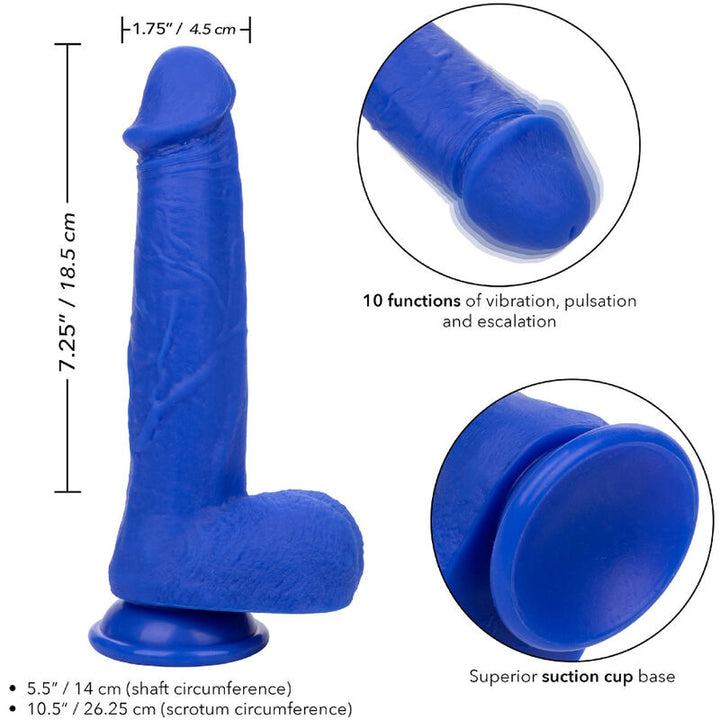 Calexotics Admiral Captain Realistic Dildo Vibrator Blue — Blue, Silicone