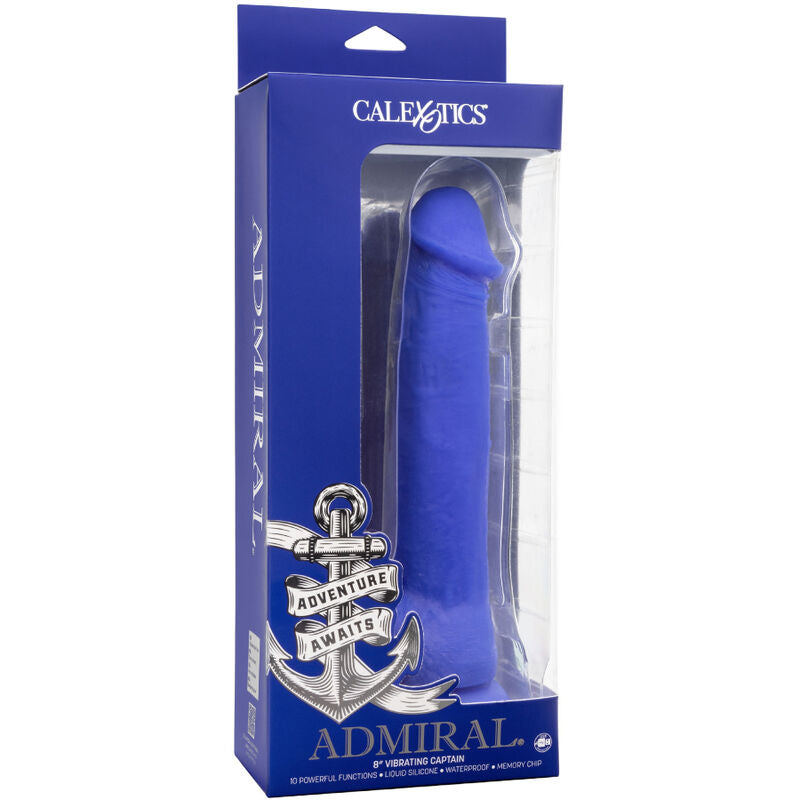 Calexotics Admiral Captain Realistic Dildo Vibrator Blue — Blue, Silicone