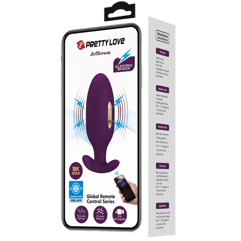 Pretty Love Jefferson App Controlled Anal Plug Purple — Purple