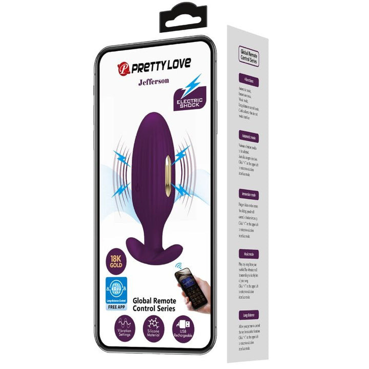 Pretty Love Jefferson App Controlled Anal Plug Purple — Purple