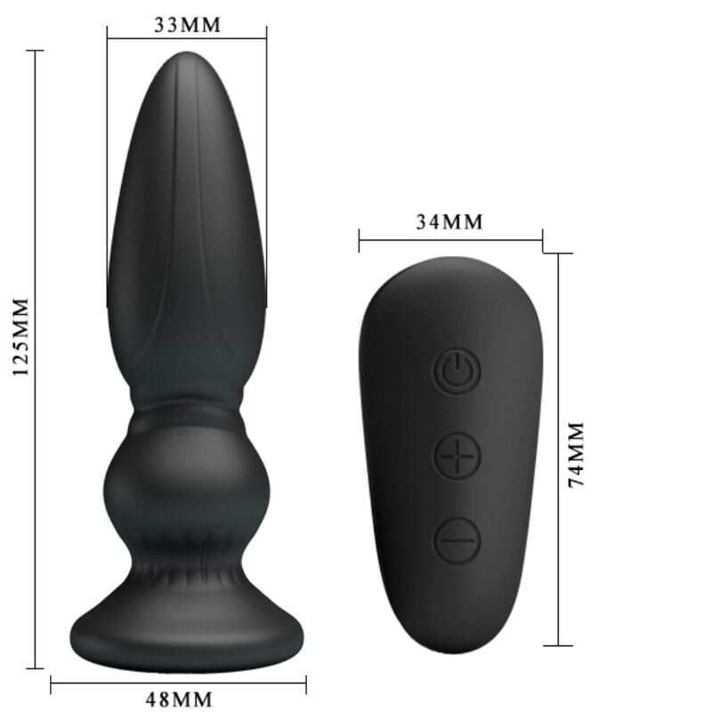 Mr Play Powerful Vibrator Remote Control Anal Plug — black