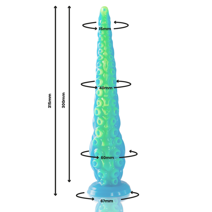 Epic - Scylla Fluorescent Thin Tentacle Dildo Large Size — Green
