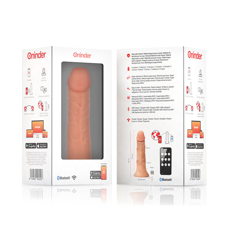 Oninder Medium Bogotá Vibrator Dildo 9 Speeds Natural 20 CM — Skin
