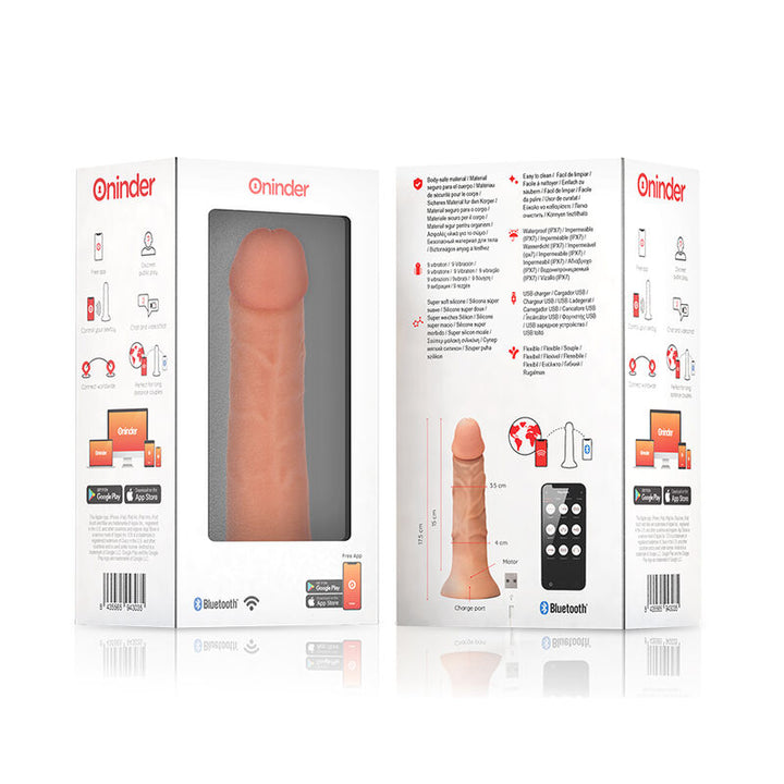 Oninder Small Bogotá Vibrator Dildo 9 Speeds Natural 17.5 CM — Skin