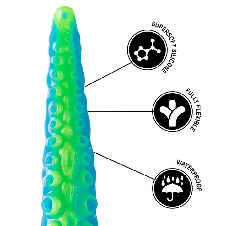 Epic - Scylla Fluorescent Thin Tentacle Dildo Large Size — Green